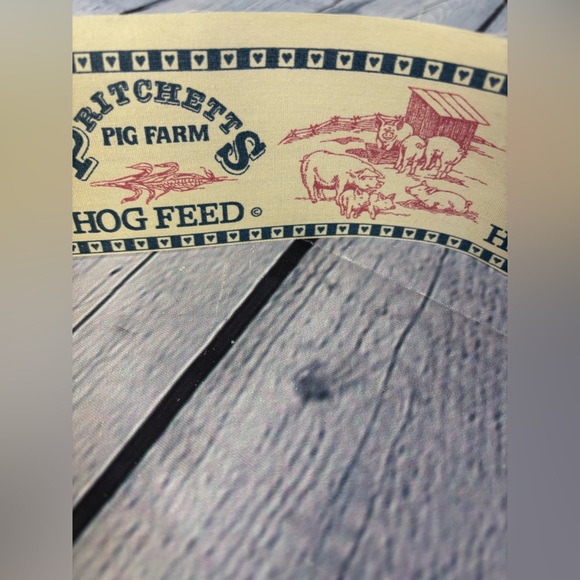 VINTAGE Wirthmore Cream Pig Farm Hog Feed Farmcore Cottagecore Fabric Ribbon - Picture 3 of 7